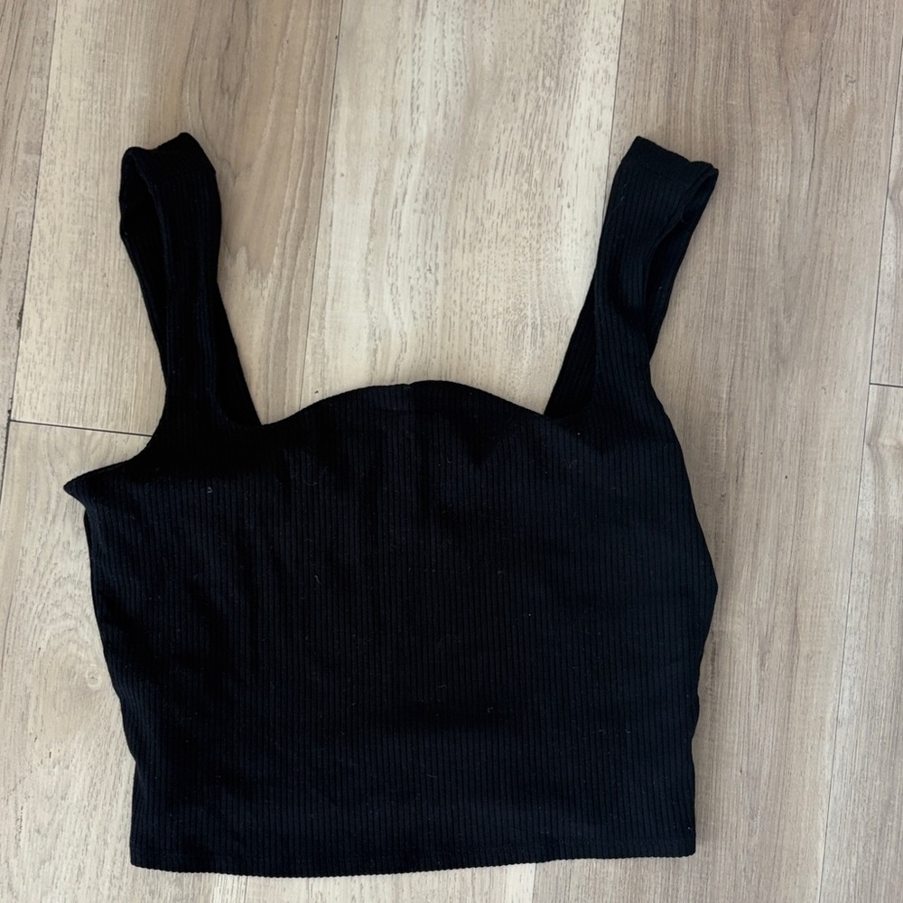 Reformation Black Ribbed Crop Top